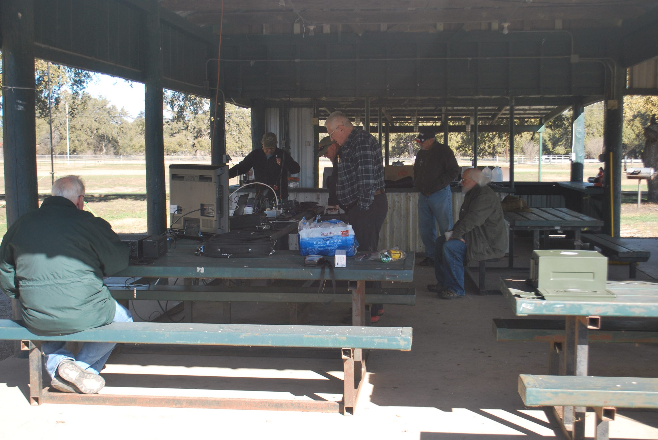 Setting up under the pavilion